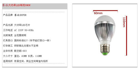 【led燈泡5w 高亮led節(jié)能燈E27螺口3w5w7wLED球泡燈照明led光源】?jī)r(jià)格,廠家,圖片,LED球泡燈,中山市賽派照明燈飾-